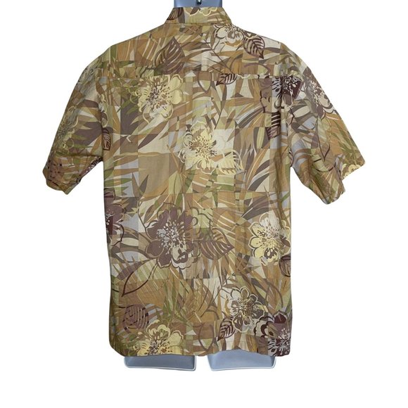 Tori Richard Tan Floral Hawaiian Button Front Made in the USA Shirt Men's L - Picture 6 of 10